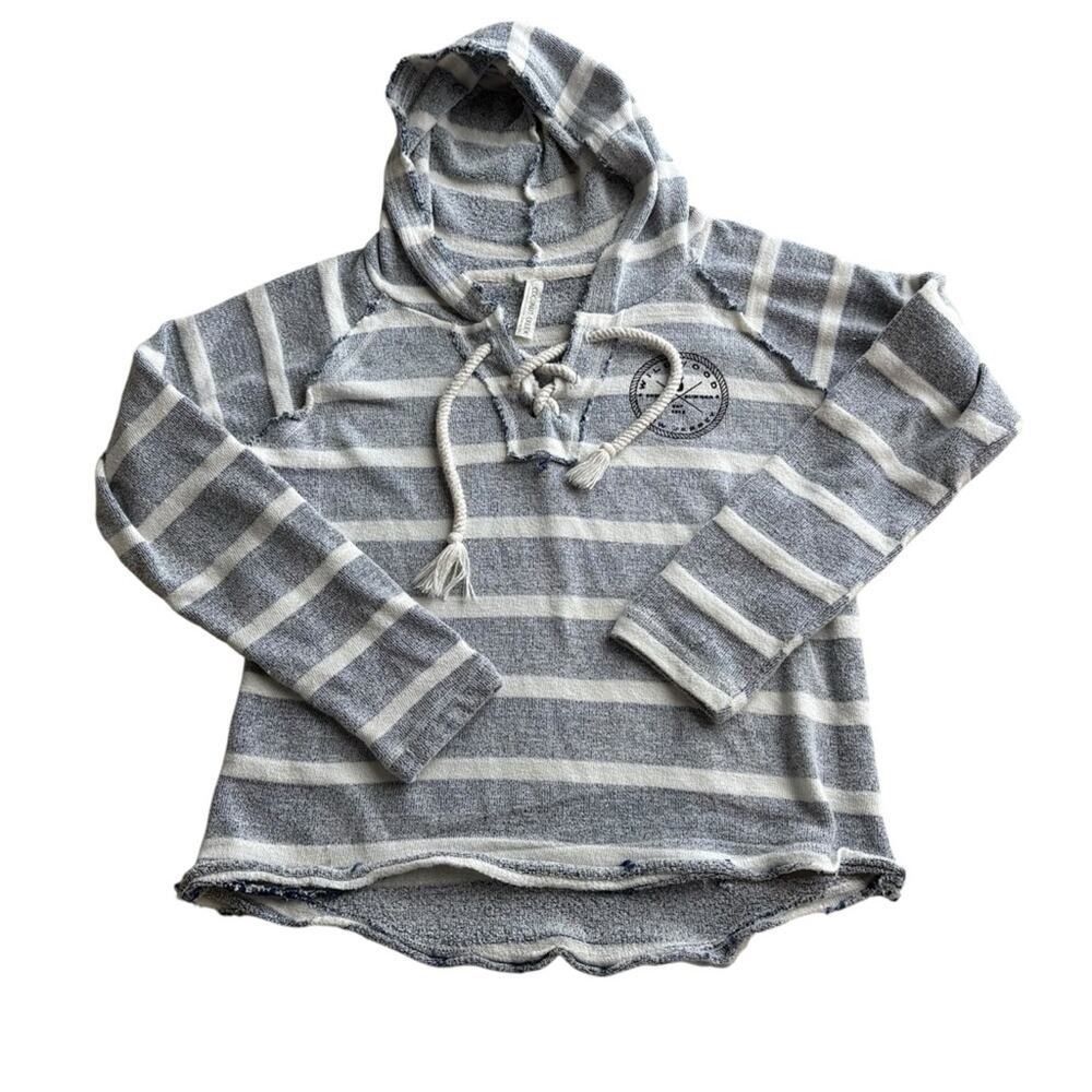 Coconut Creek Trading Company Blue Gray Striped Women's Hoodie size S